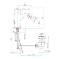 Bidetmengkraan Sapho Kirk� 1-hendel Gebogen 16.6 cm Brons (incl. clickwaste)