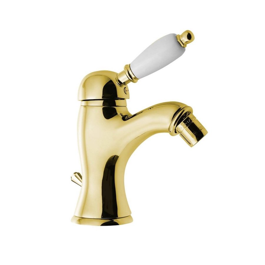 Bidetmengkraan Sapho Kirké Retro Wit 1-hendel Gebogen 18.2 cm Goud (incl. clickwaste)