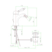 Bidetmengkraan Sapho Kirk� Retro Kristal 1-hendel Gebogen 18.2 cm Brons (incl. clickwaste)