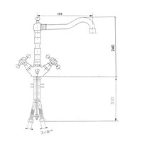 Wastafelmengkraan Sapho Antea 2-knop Uitloop Recht 24 cm Rose Goud