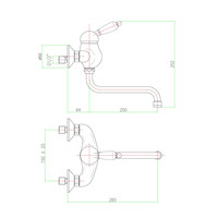 Badmengkraan Sapho Kirké 1-hendel Wit Retro Uitloop Gebogen 20 cm Chroom