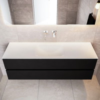 Badkamermeubel Solid Surface AQS Oslo 150x45 cm Mat Zwart Urban (veertien varianten)