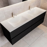 Badkamermeubel Solid Surface AQS Oslo 150x45 cm Mat Zwart Urban (veertien varianten)