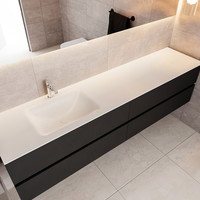 Badkamermeubel Solid Surface AQS Oslo 200x45 cm Mat Zwart Urban (zes varianten)