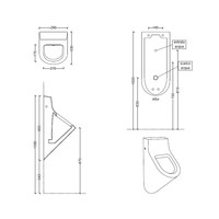 Urinoir Set Salenzi Hung Achterinlaat Mat Wit met TECE Loop Drukplaat Glas