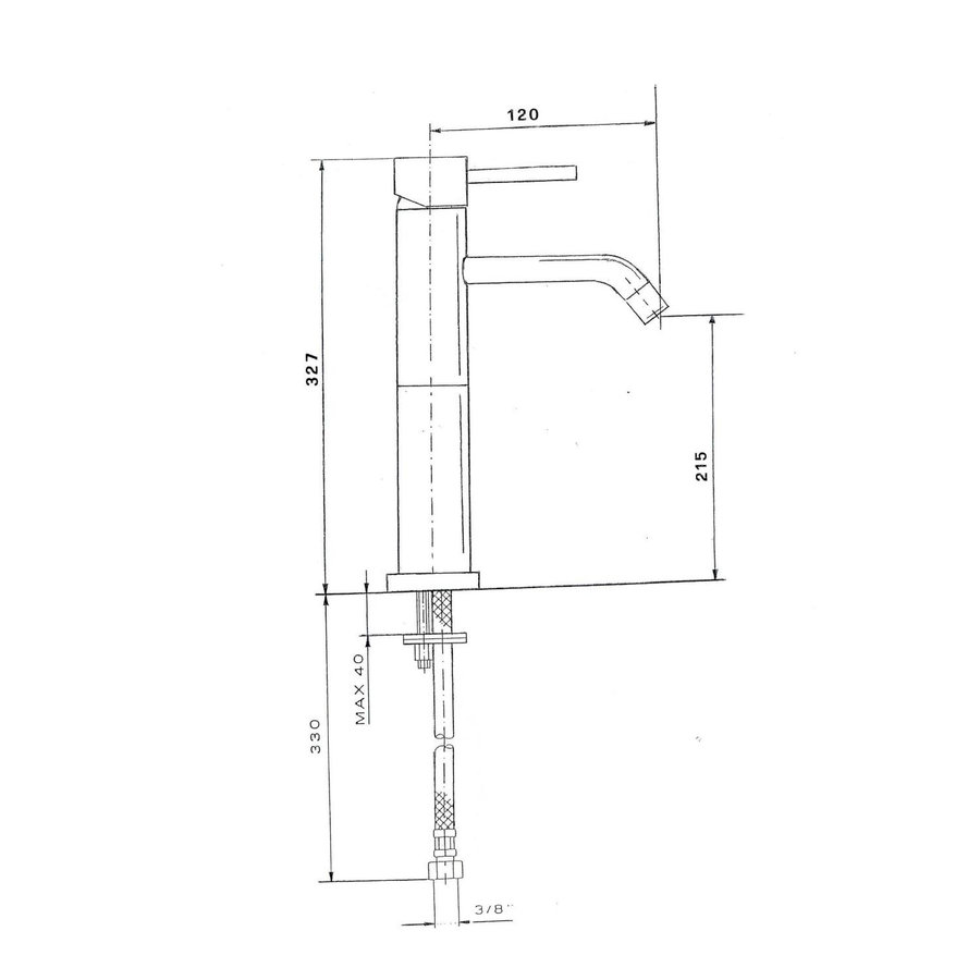 Wastafelmengkraan Sapho Rhapsody 1-Hendel Uitloop Recht 32.7 cm Chroom