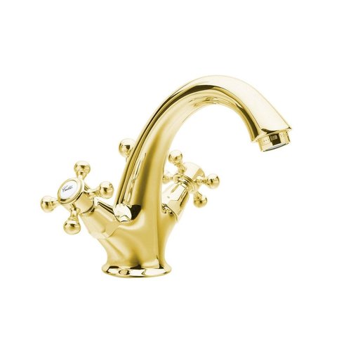 Wastafelmengkraan Sapho Antea 2-knop Uitloop 12 cm Goud (incl. clickwaste) 