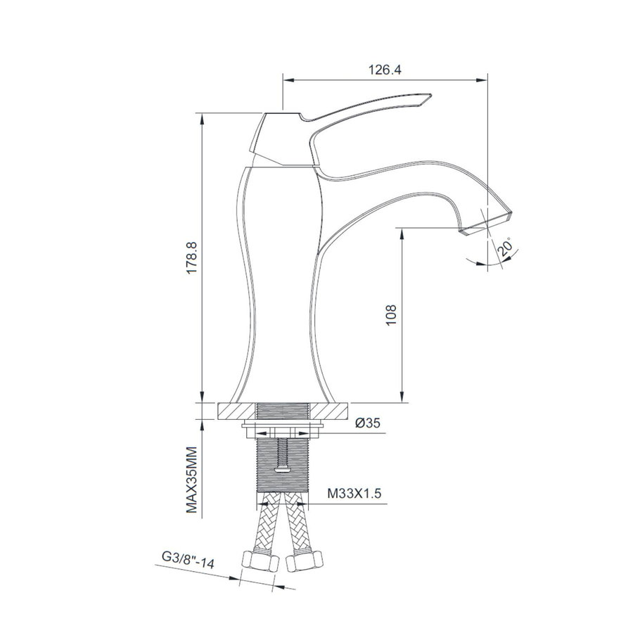 Wastafelmengkraan Sapho Dreamart 1-hendel Uitloop Gebogen 17.8 cm Chroom