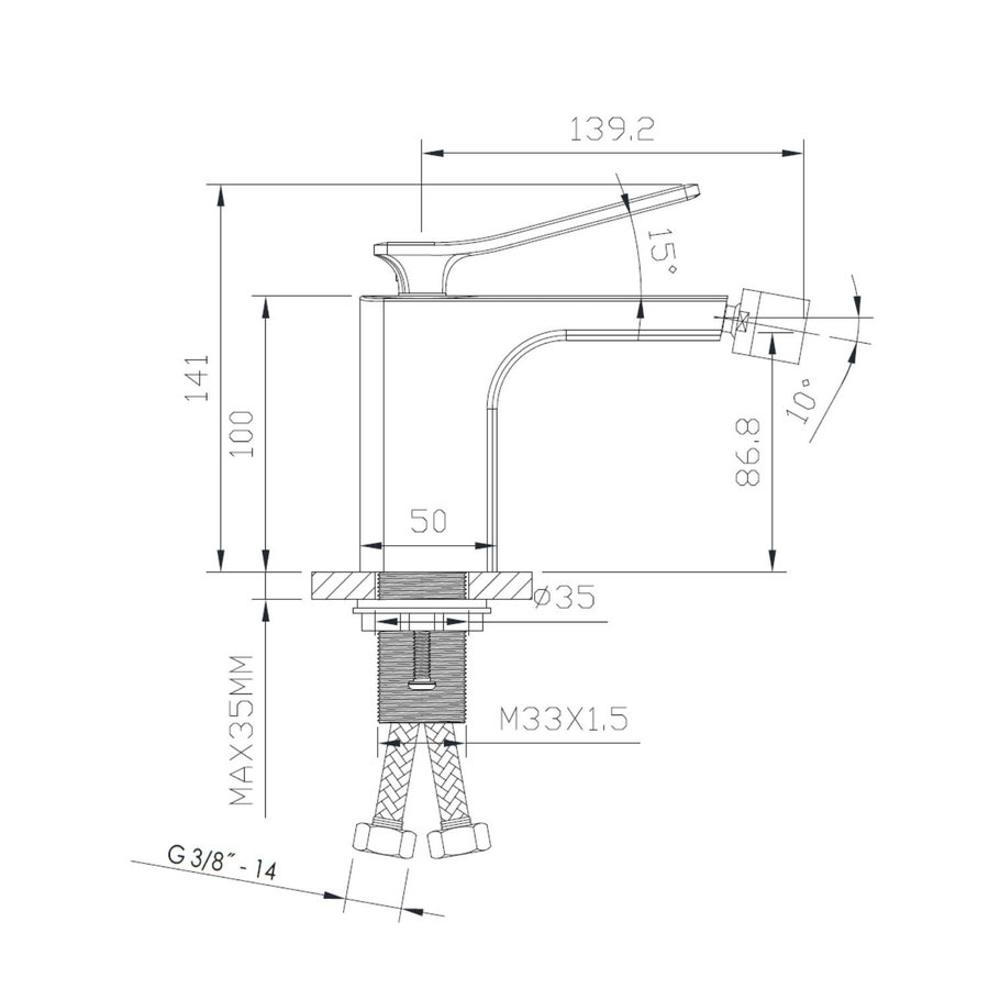 Bidetmengkraan Sapho Jumper 1-hendel 14.1 cm Chroom