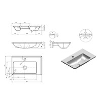 Wastafel Sapho Arana Rechthoekig 56x35x11 cm Rechts Marmer Wit