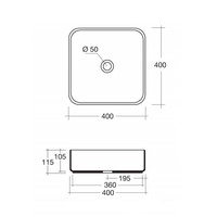 Waskom Opbouw Sapho Blade Vierkant 40x40x11.5cm Keramiek Wit