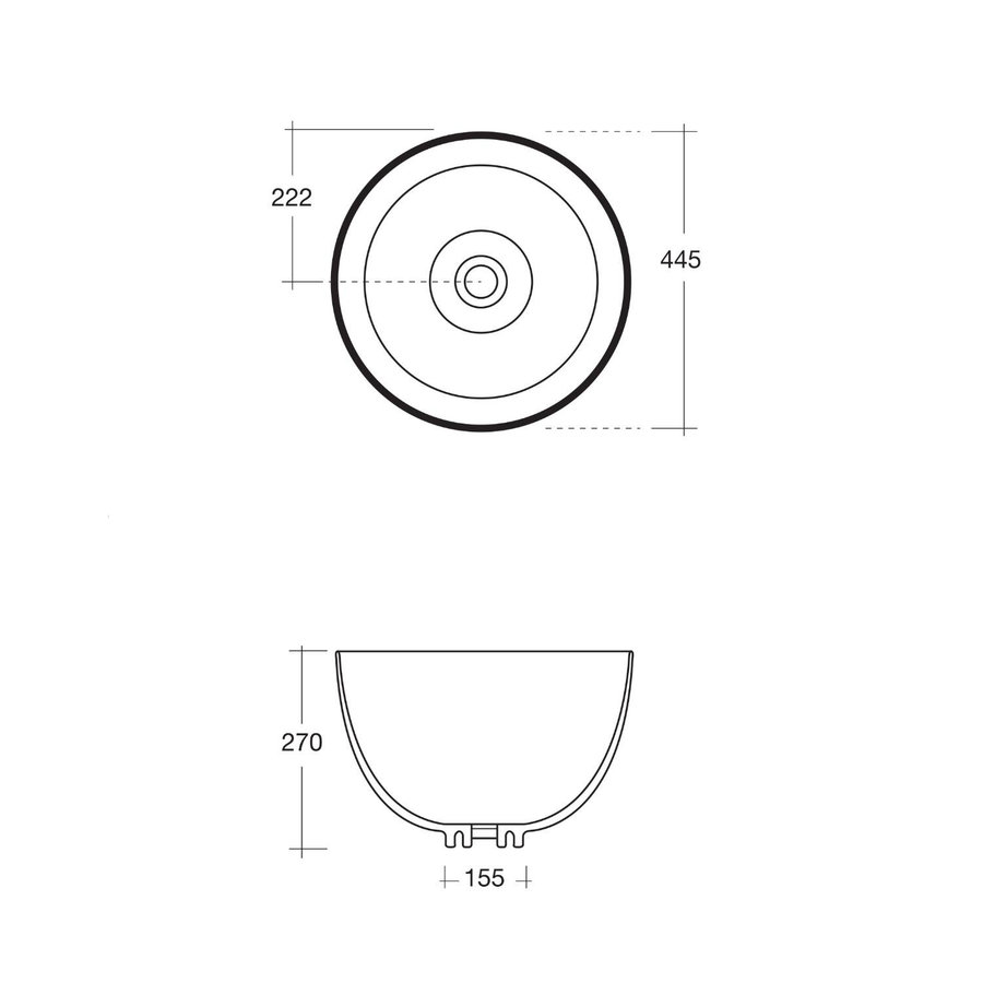 Waskom Sapho Dome Rond 44.5x27 cm Keramiek Wit