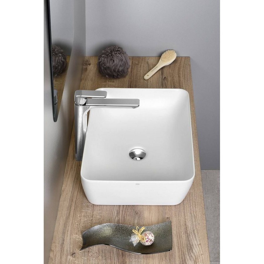 Waskom Sapho Sand Rechthoek 50x38x14 cm Keramiek Mat Wit