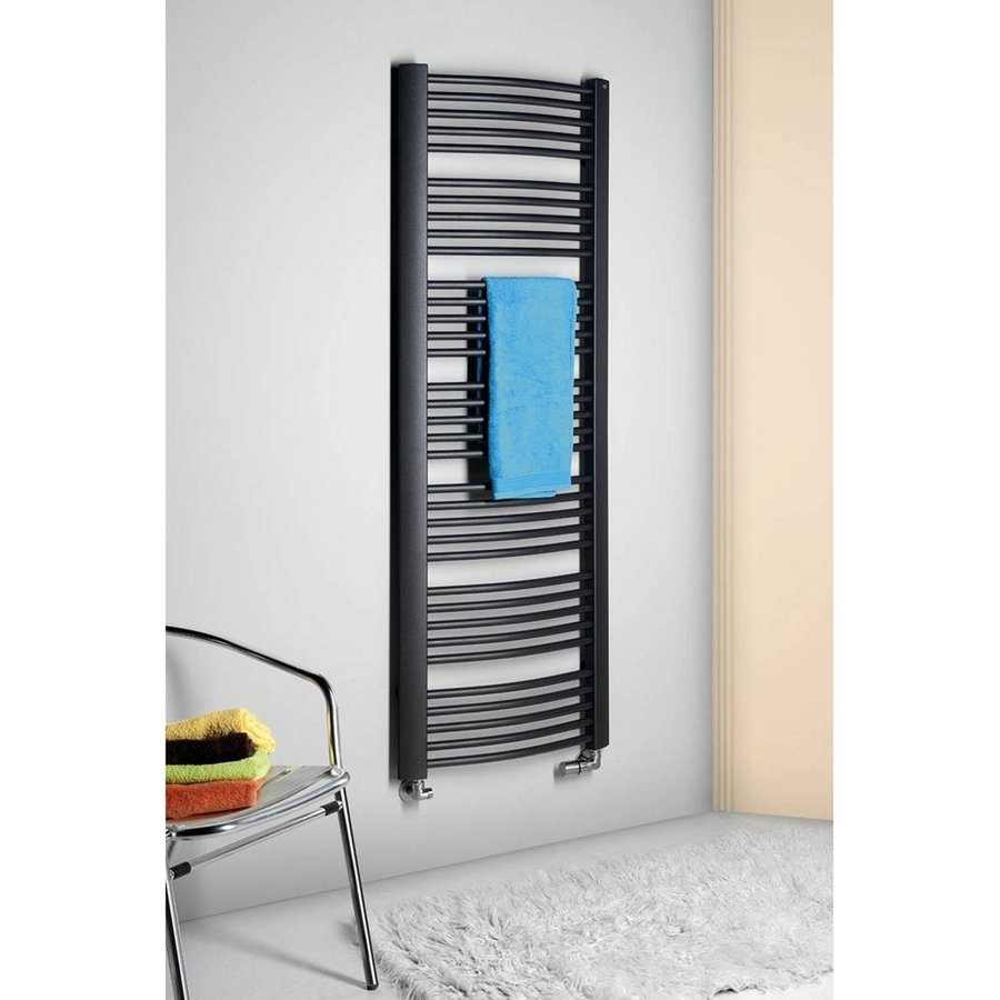 Handdoekradiator Sapho Egeon Gebogen 59.5x174.2 cm Antraciet