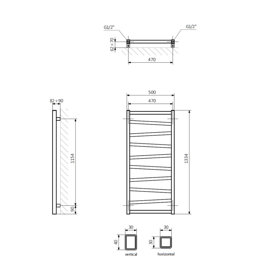 Designradiator Sapho Zig Recht 50x133.4 cm 490W Wit
