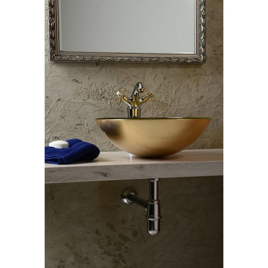 Wastafelmengkraan Sapho Antea 2-knop Gebogen Hoog 24.5 cm Chroom / Goud (incl. pop-up waste)