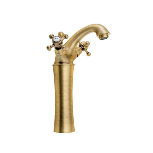 Wastafelmengkraan Sapho Antea 2-knop Gebogen Hoog 24.5 cm Brons (incl. pop-up waste) 