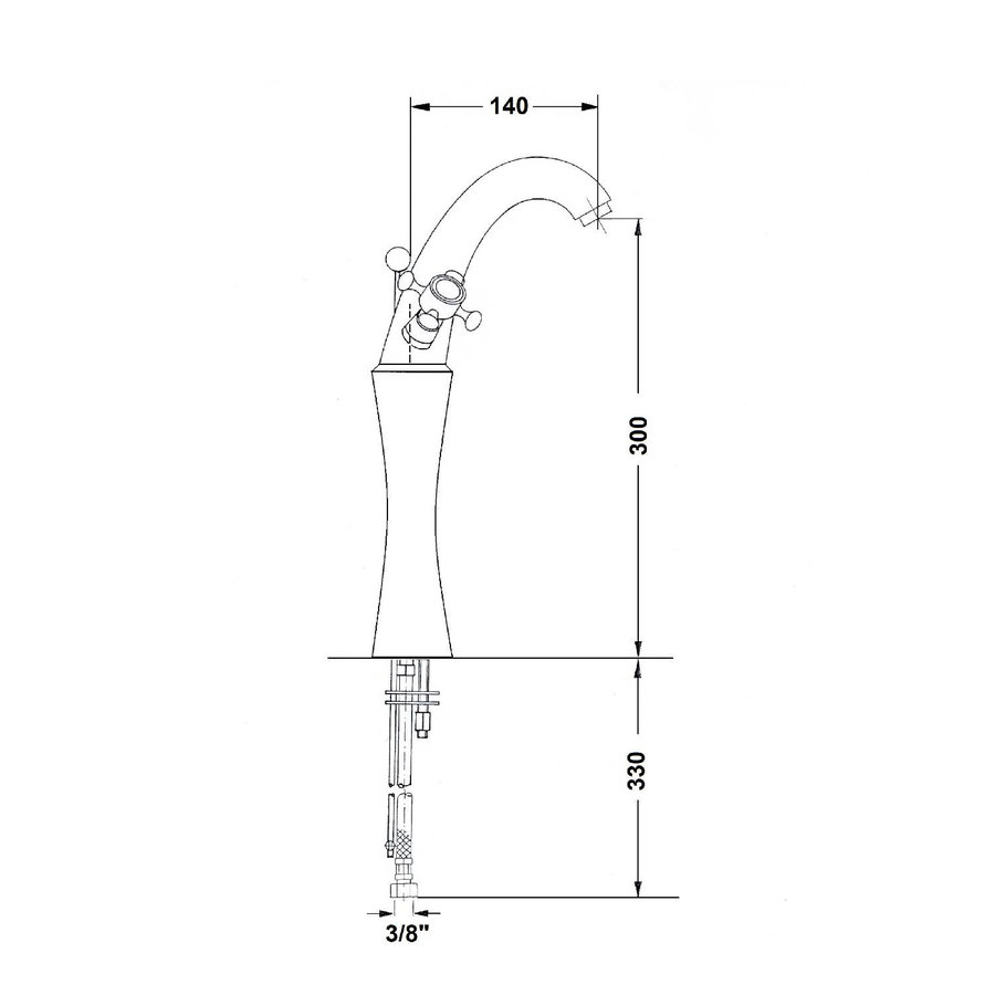 Wastafelmengkraan Sapho Antea 2-knop Gebogen Hoog 30 cm Brons (incl. pop-up waste)