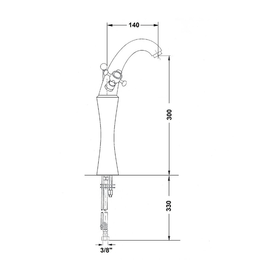 Wastafelmengkraan Sapho Antea 2-knop Gebogen Hoog 30 cm Goud (incl. pop-up waste)