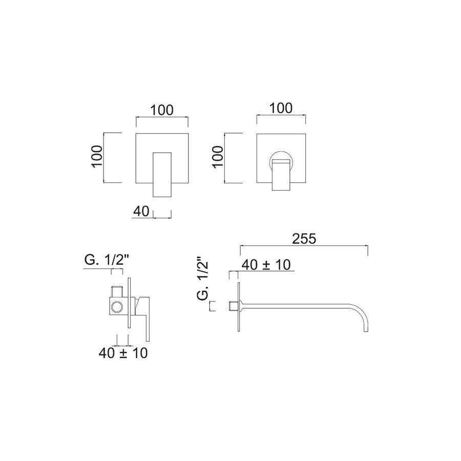 Inbouw Wastafelmengkraan Sanimex Giulini Eenhendel 25.5cm Inclusief Inbouwdelen Mat Nikkel