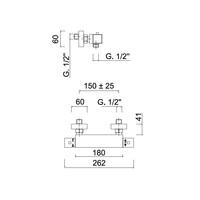 Douchekraan Opbouw Sanimex Giulini Thermostatisch HoH 15cm Chroom