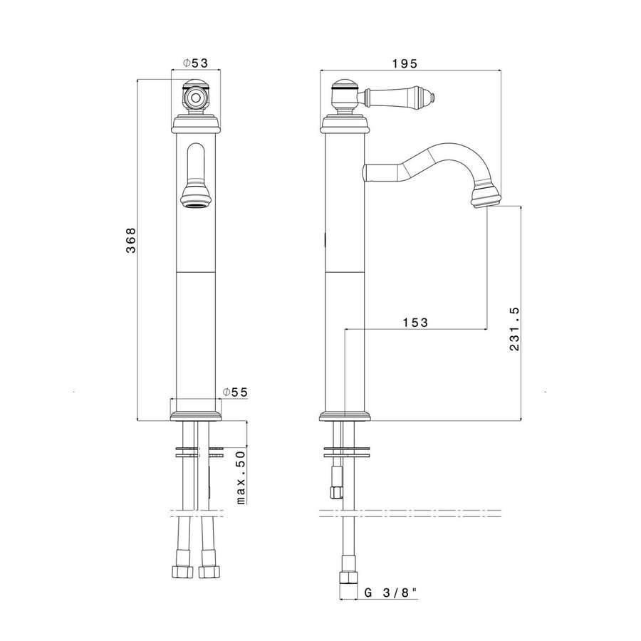Wastafelmengkraan Sapho Vienna 1-hendel Gebogen Hoog 36.8 cm Chroom