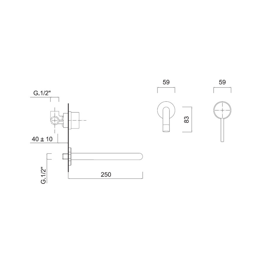 Inbouw Wastafelkraan Sanimex Giulini Eenhendel 25cm Mat Wit