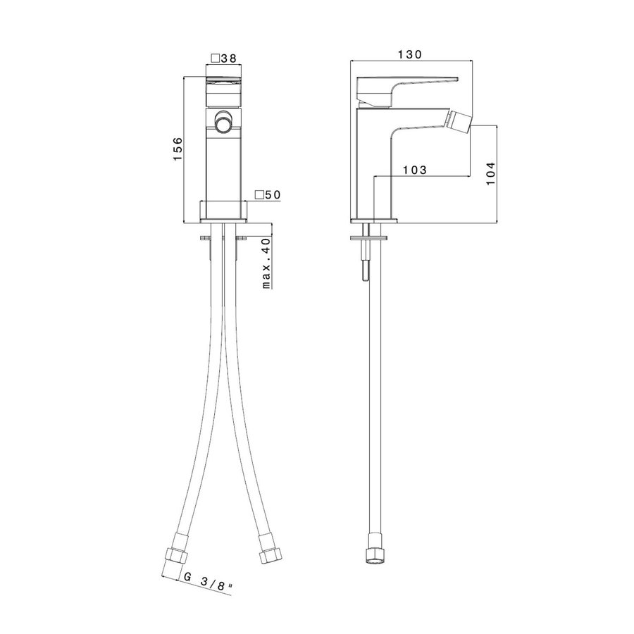 Bidetmengkraan Sapho Dimy Uitloop Recht 1-hendel 15.6 cm Chroom