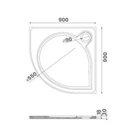 Douchebak Marmer Sapho Arca 90x90x3 cm Kwartrond Wit