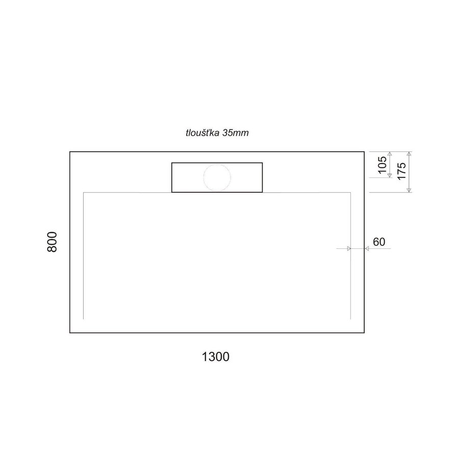 Douchebak Marmer Sapho Irena 130x80x3.5 cm Rechthoek Wit