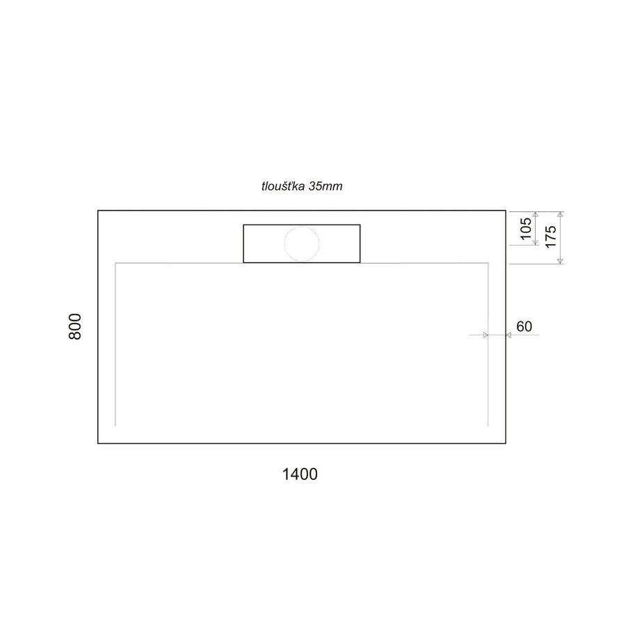 Douchebak Marmer Sapho Irena 140x80x3.5 cm Rechthoek Wit