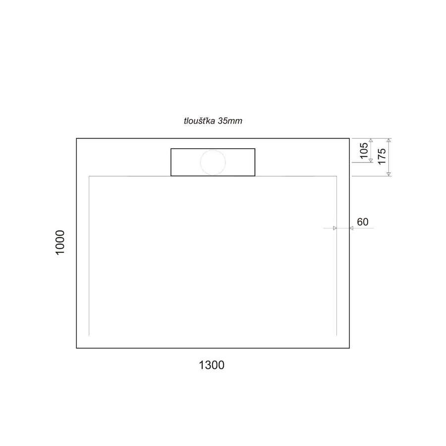 Douchebak Marmer Sapho Irena 130x100x3.5 cm Rechthoek Wit