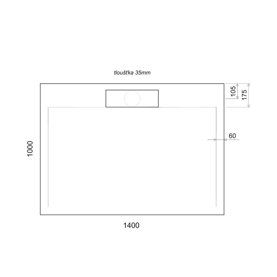 Douchebak Marmer Sapho Irena 140x100x3.5 cm Rechthoek Wit