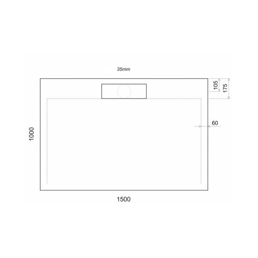 Douchebak Marmer Sapho Irena 150x100x3.5 cm Rechthoek Wit