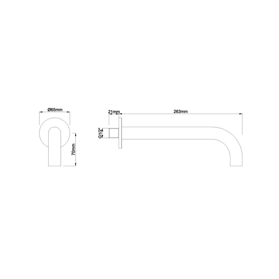 Inbouwuitloop Wiesbaden Rond 25 cm 1/2'' Geborsteld Messing