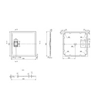 Douchebak Marmer Sapho Acora 90x90x3.5 cm Vierkant Steen Grijs