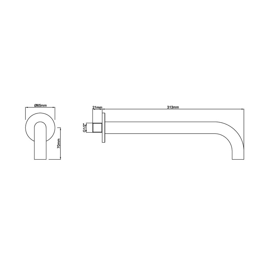 Inbouwuitloop Wiesbaden Rond 30 cm 1/2'' Geborsteld Messing