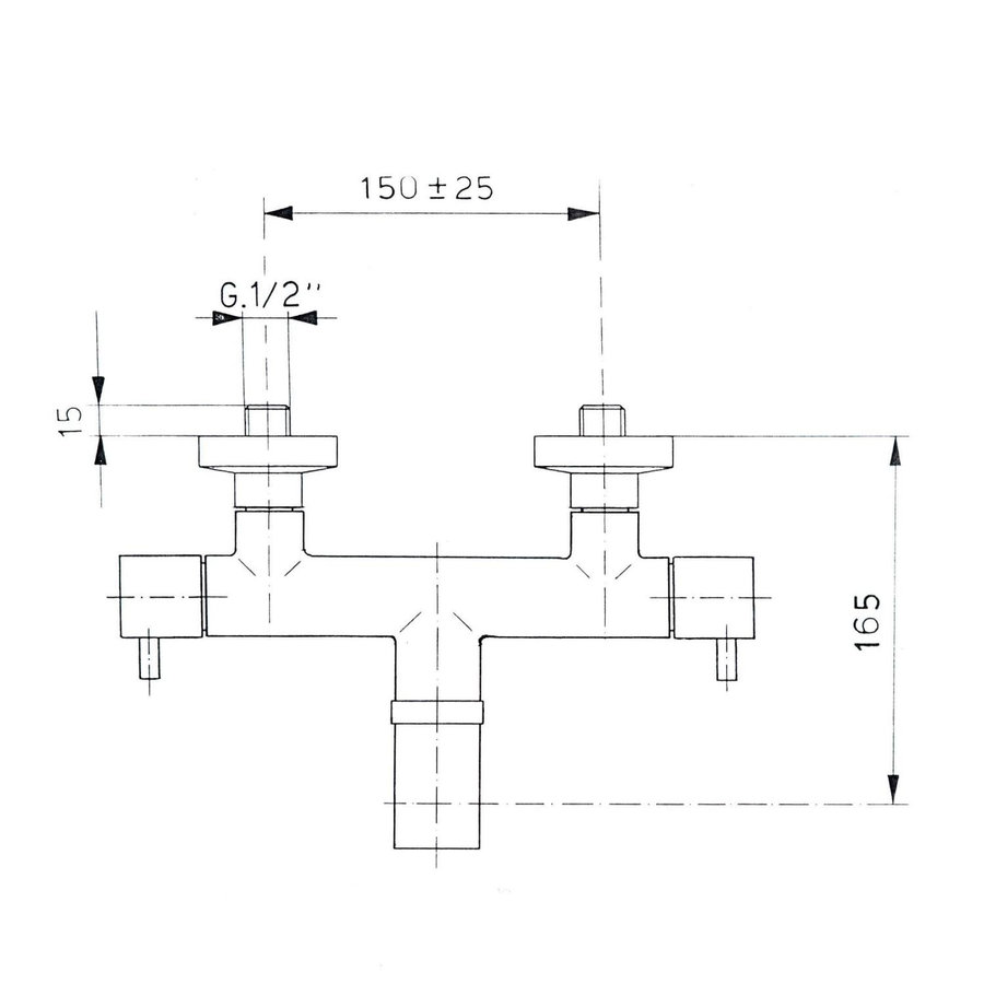 Badkraan Opbouw Sapho Airtech Mengkraan 2-knop 16.5 cm Chroom