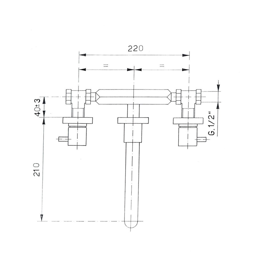 Wastafelmengkraan 3-gats Sapho Aritech 2-knop Uitloop Gebogen 21 cm Chroom