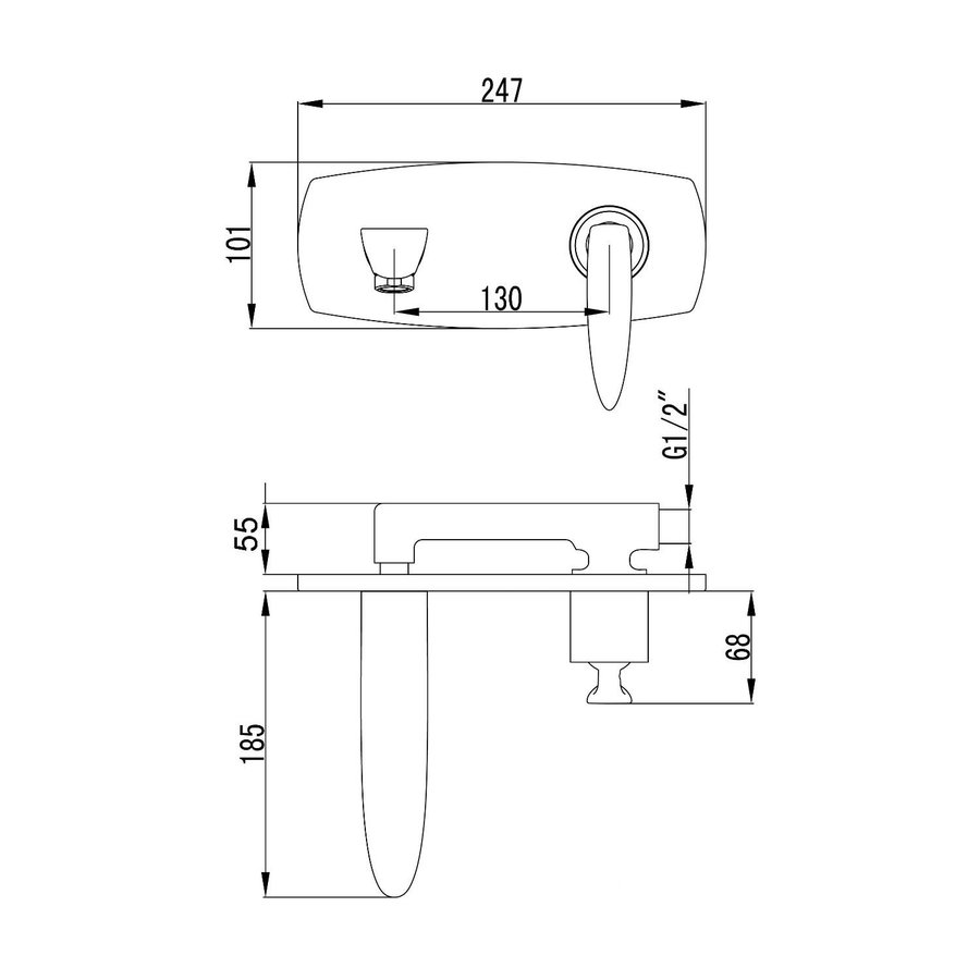 Wastafelmengkraan Inbouw Sapho Veneta 1-hendel Uitloop Recht 18.5 cm Chroom