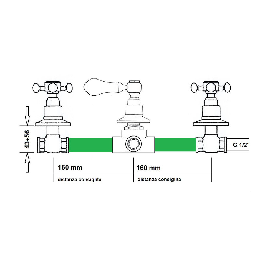 Douchekraan Inbouw Sapho Antea Mengkraan Afbouwdeel 2-weg Chroom