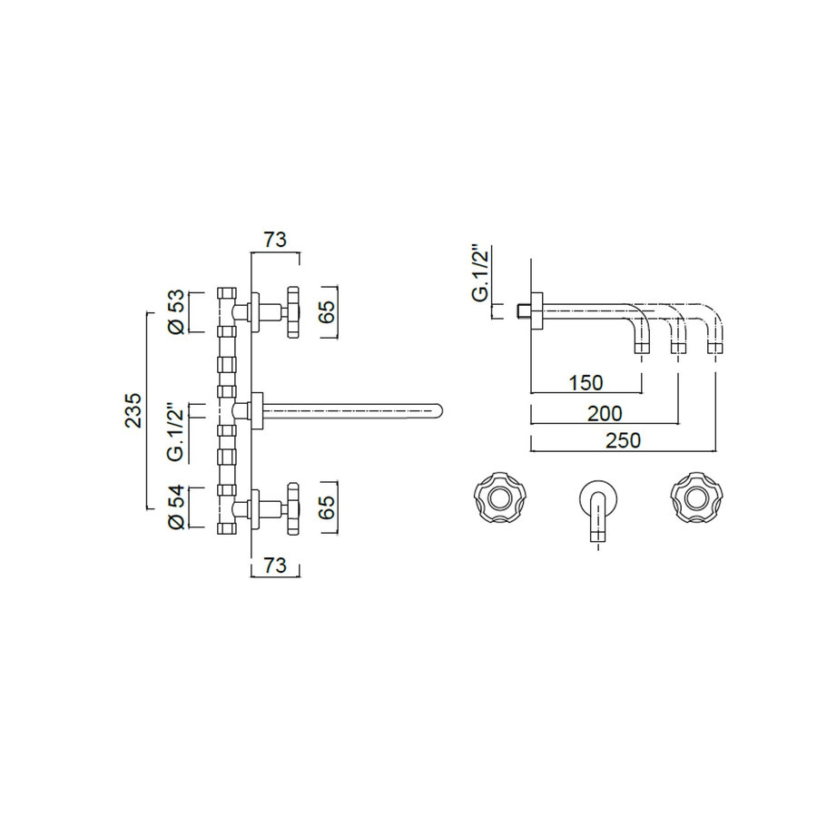 Inbouw Wastafelmengkraan Sanimex Giulini Tweeknops 25cm Inclusief G-Link Inbouwdeel Mat Wit