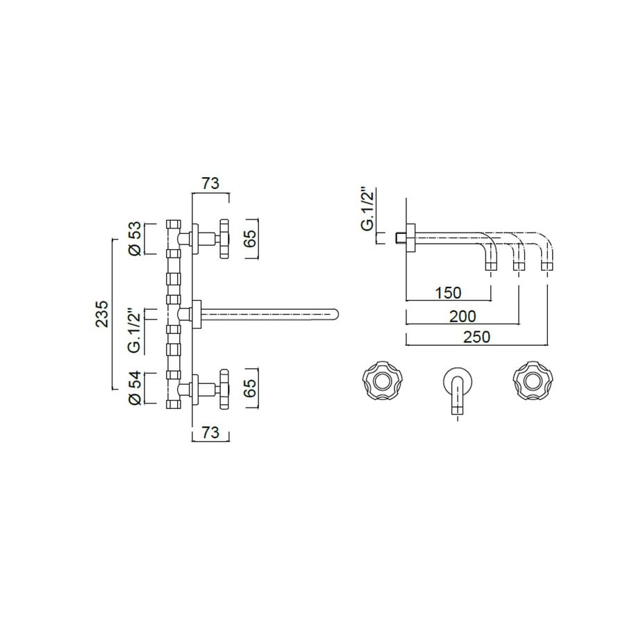 Inbouw Wastafelmengkraan Sanimex Giulini Tweeknops 25cm Inclusief G-Link Inbouwdeel Mat Nikkel