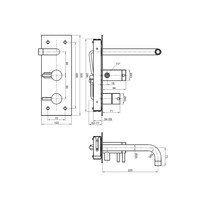 Badkraan Inbouw Sapho Minimal Mengkraan 2-knop 22.5 cm RVS