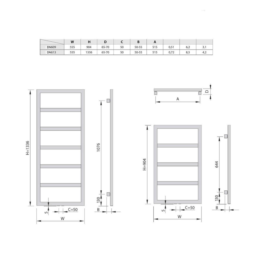 Designradiator Sapho Denali 55x133.6 cm 411W Antraciet