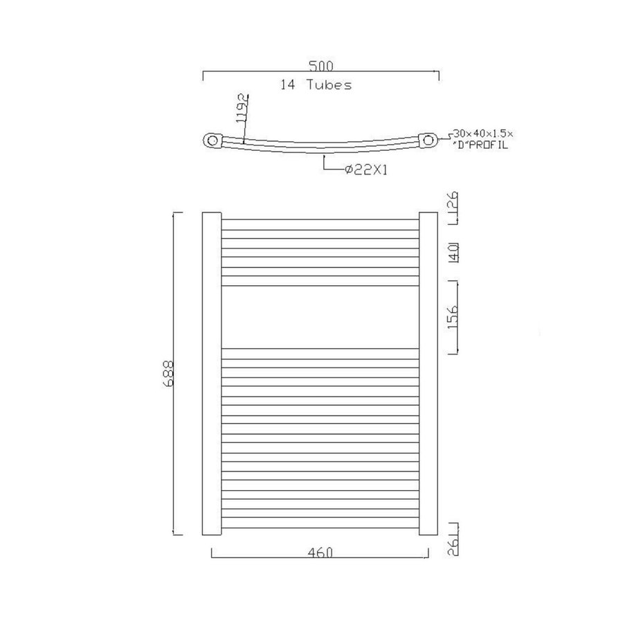 Handdoekradiator Sapho Alya Gebogen 50x68.8 cm 284W Chroom