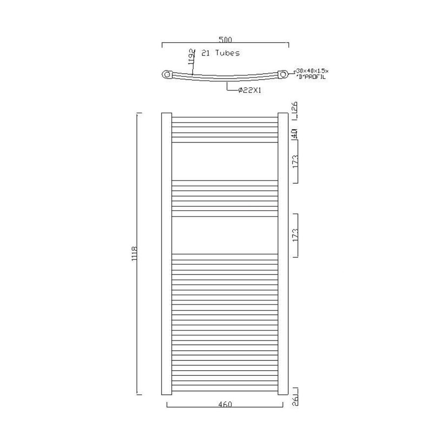 Handdoekradiator Sapho Alya Gebogen 50x111.8 cm 428W Chroom