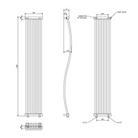 Designradiator Sapho Onda Gebogen 30x170cm 400W Chroom