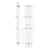 Designradiator Sapho Colonna Recht Middenaansluiting 29.8x180 cm 614W Zilver