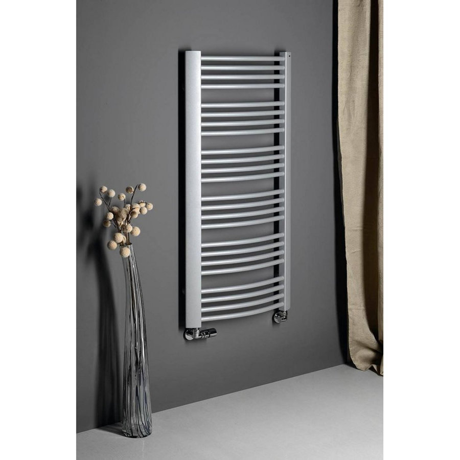 Handdoekradiator Sapho Egeon Gebogen 59.5x123.8 cm Zilver